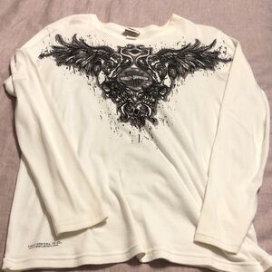 Harley-Davidson White and Black Graphic Long Sleeve